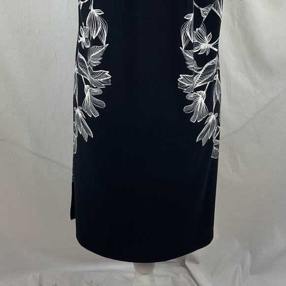Calvin Klein Black With White Floral Print Beach Cruise Dress NWOT Size M - Picture 8 of 13